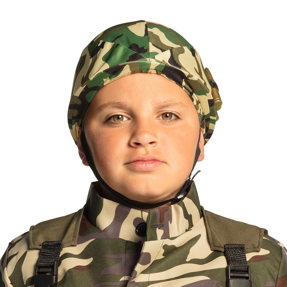 Carnaval verkleed soldaten-leger Helm camouflage print voor kinderen tot 12 jaar