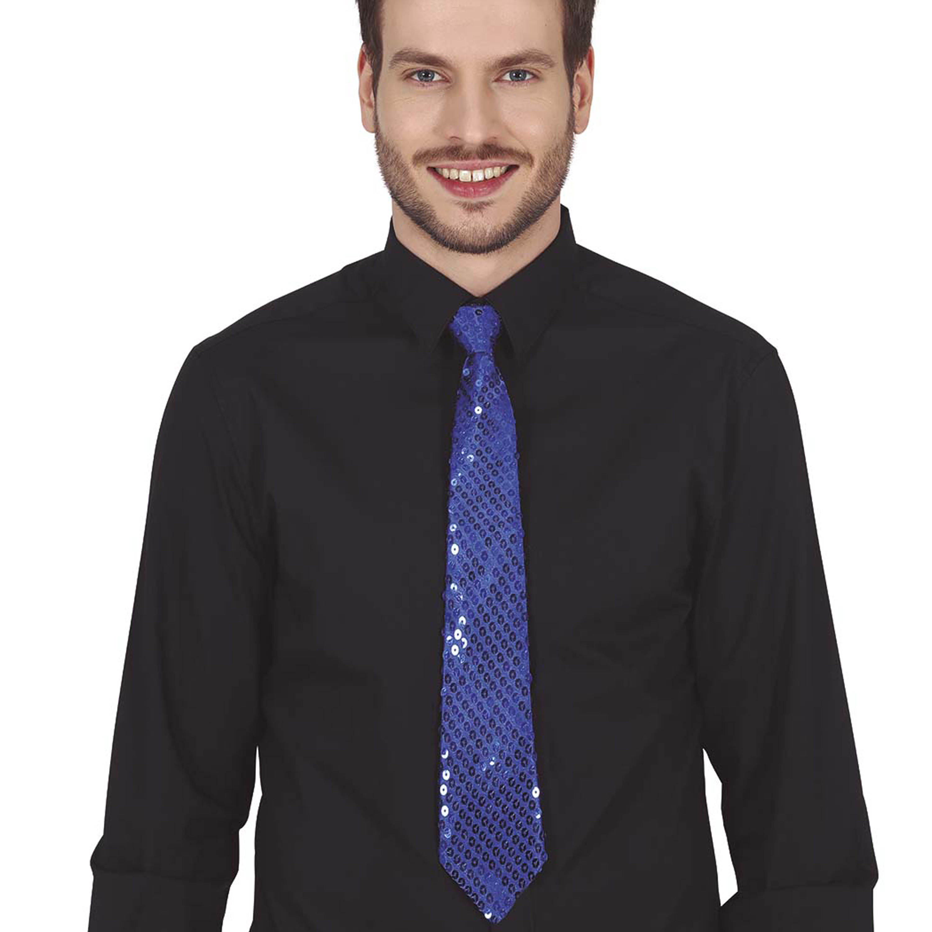 Carnaval verkleed stropdas met pailletten donkerblauw polyester volwassenen-unisex