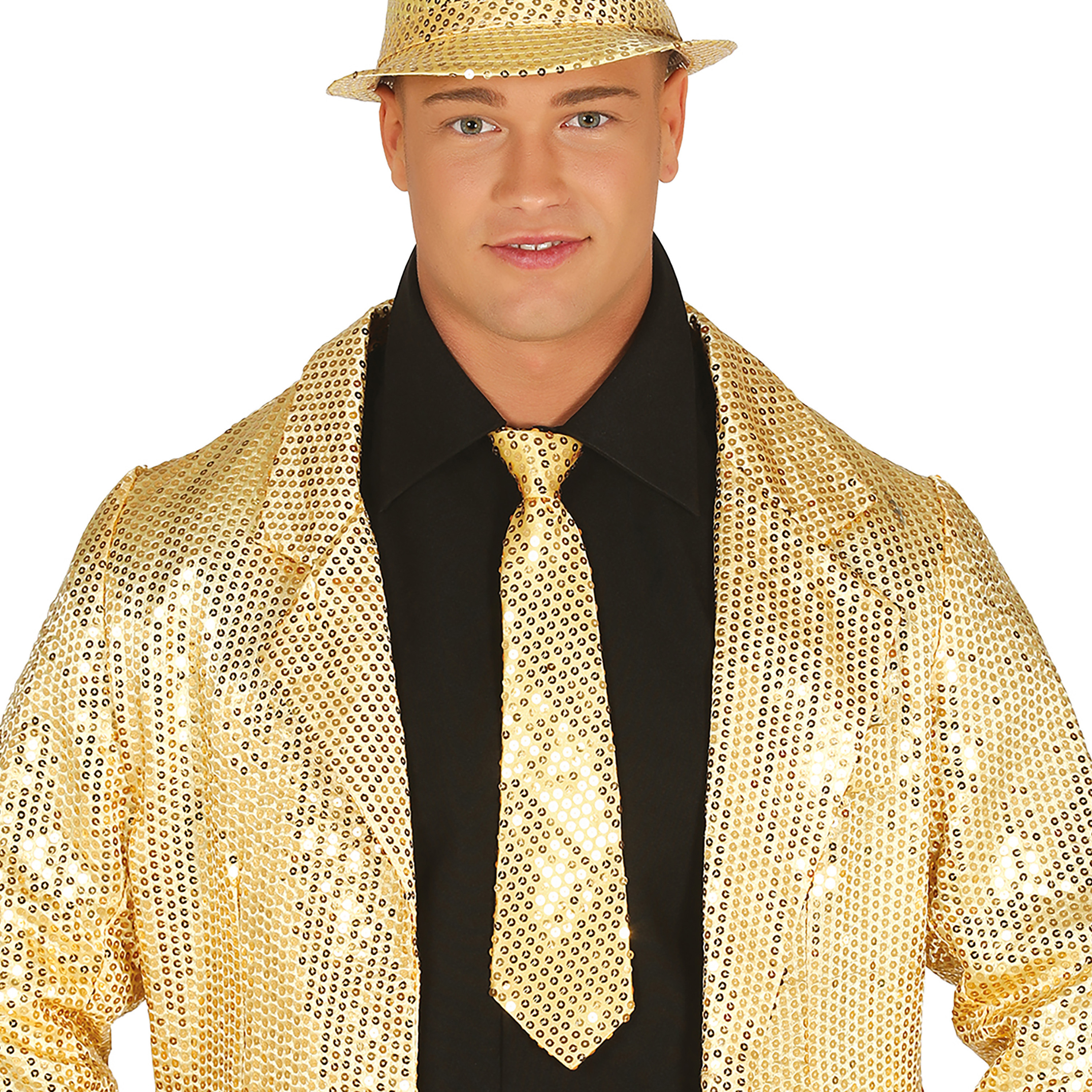 Carnaval verkleed stropdas met pailletten goud polyester volwassenen-unisex