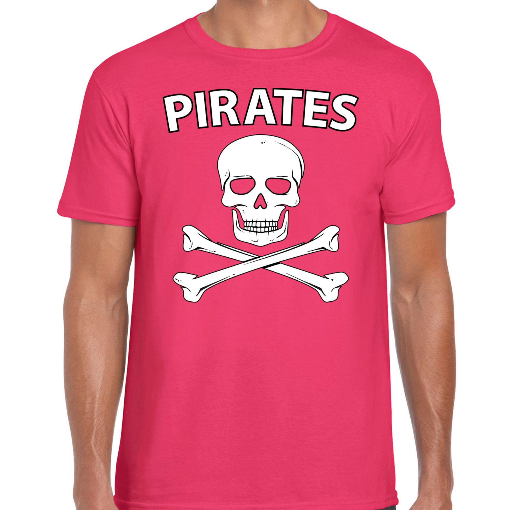 Carnavalskleding fout piraten shirt roze heren