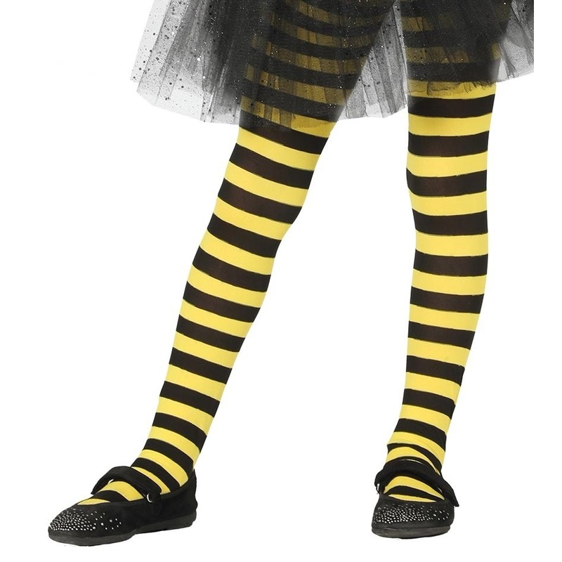 Carnavalskleding-Halloween geel-zwarte heksen panties-maillots verkleedaccessoire voor meisjes