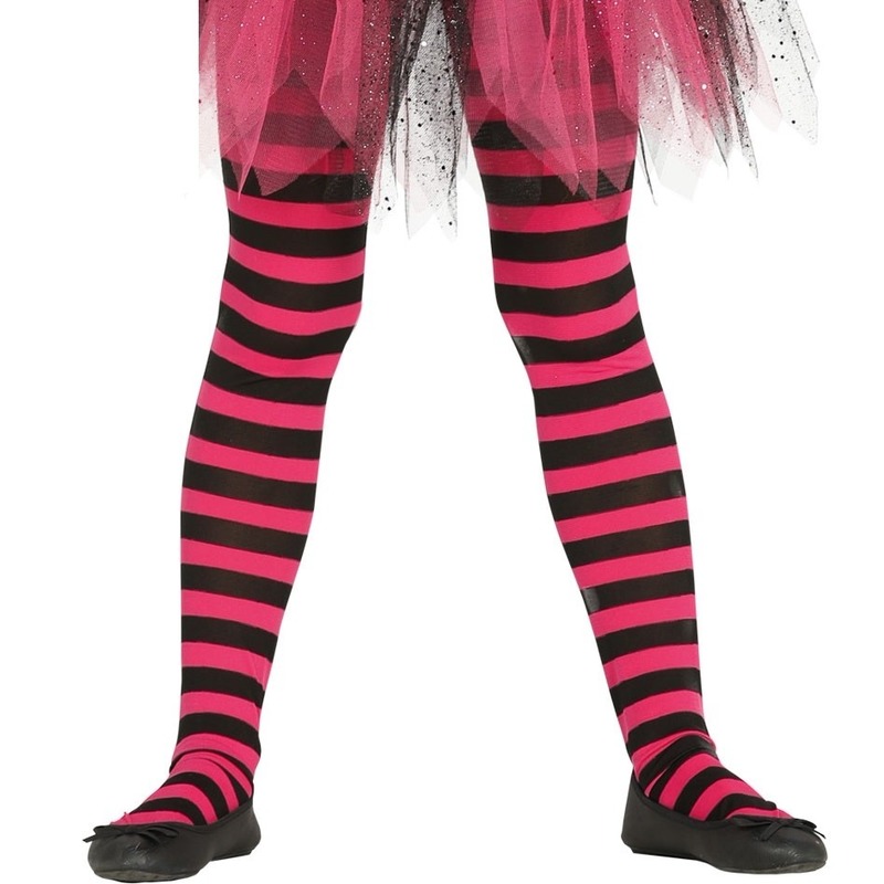 Carnavalskleding-Halloween roze-zwarte heksen panties-maillots verkleedaccessoire voor meisjes