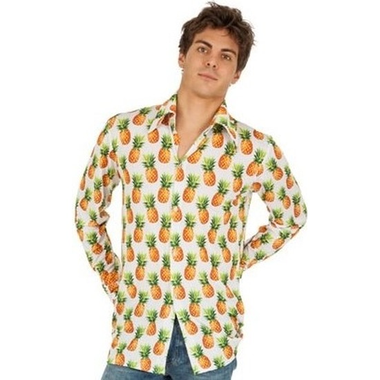 Carnavalskleding Hawaiiaans overhemd-blouse met ananas print voor heren