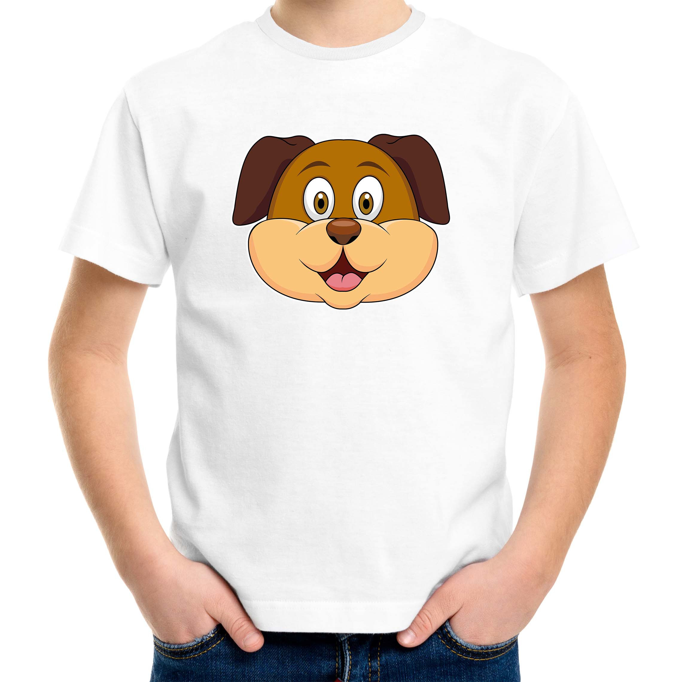 Cartoon hond t-shirt wit voor jongens en meisjes Cartoon dieren t-shirts kinderen