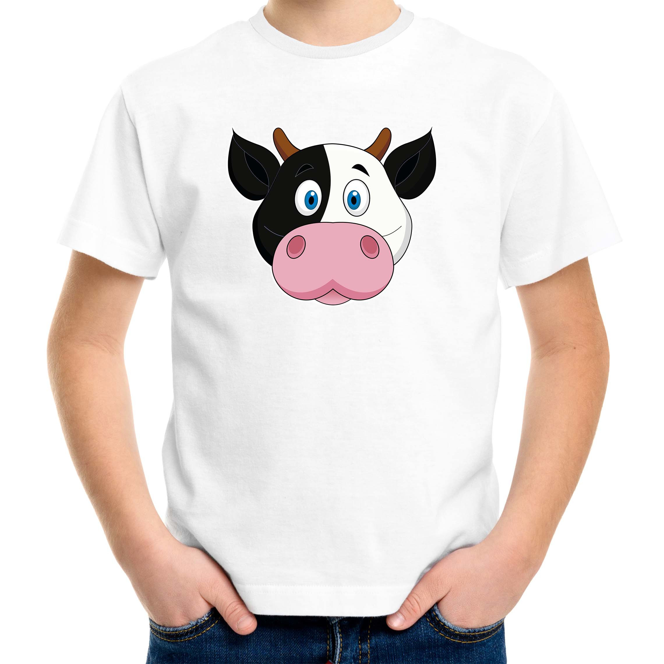 Cartoon koe t-shirt wit voor jongens en meisjes Cartoon dieren t-shirts kinderen