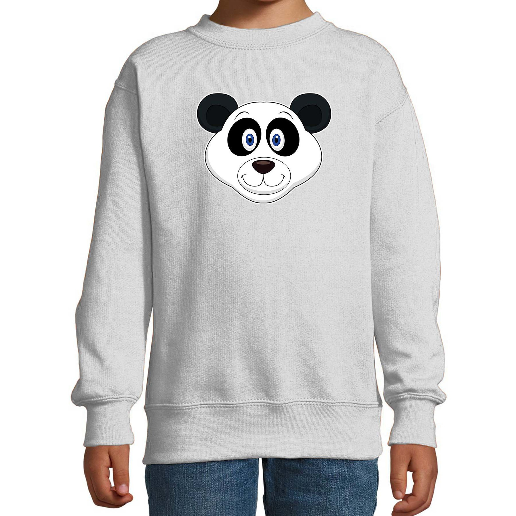 Cartoon panda trui grijs voor jongens en meisjes Cartoon dieren sweater kinderen