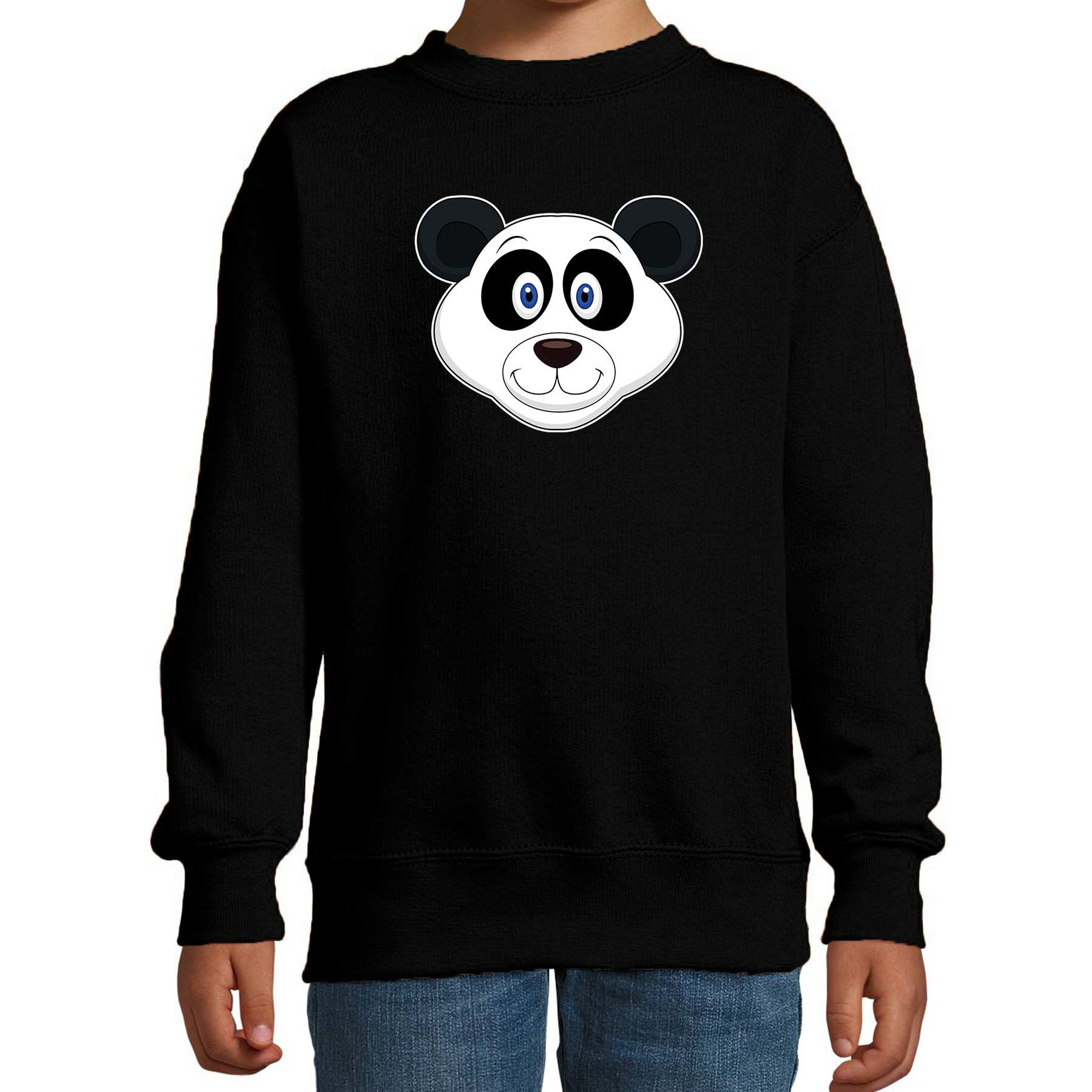 Cartoon panda trui zwart voor jongens en meisjes Cartoon dieren sweater kinderen