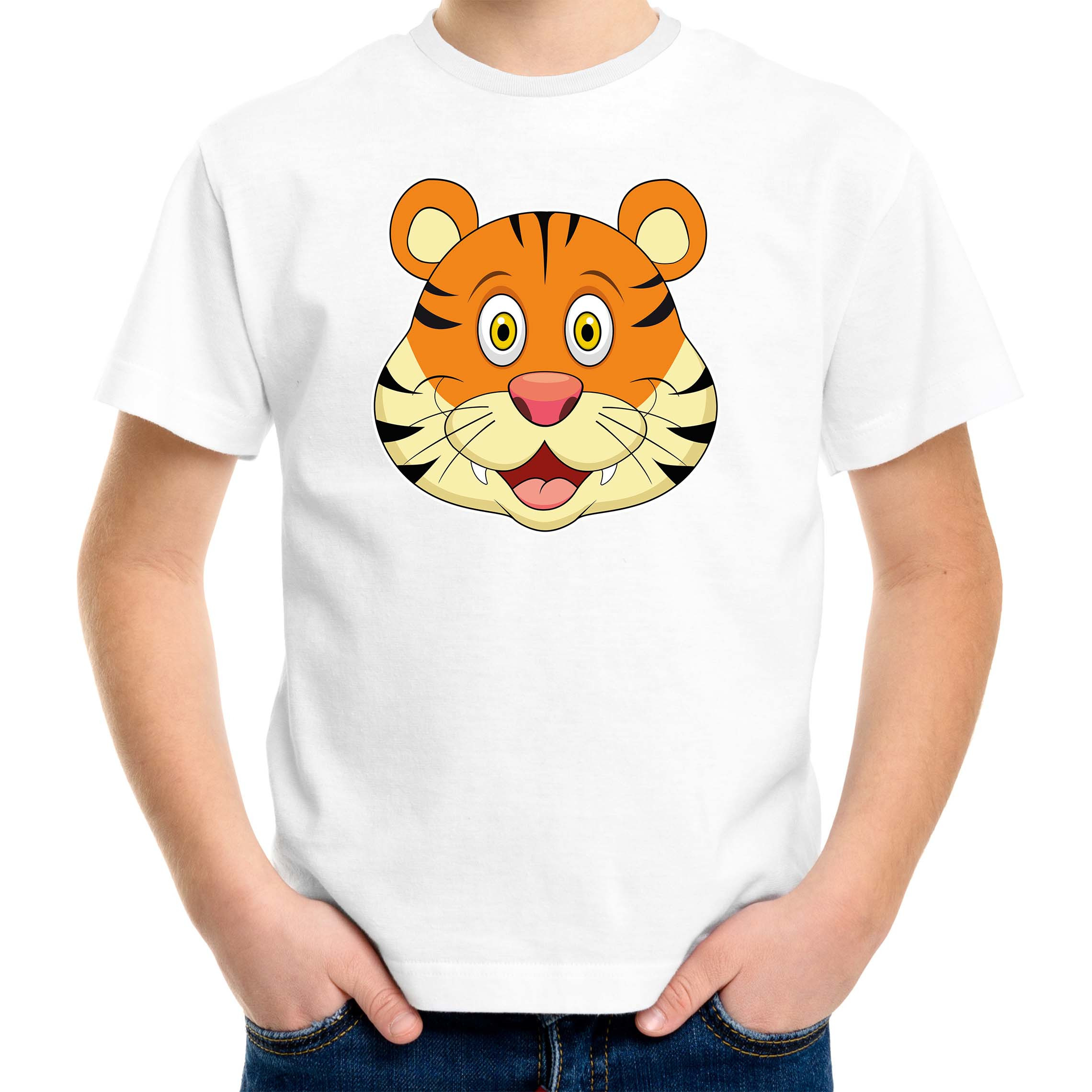 Cartoon tijger t-shirt wit voor jongens en meisjes Cartoon dieren t-shirts kinderen