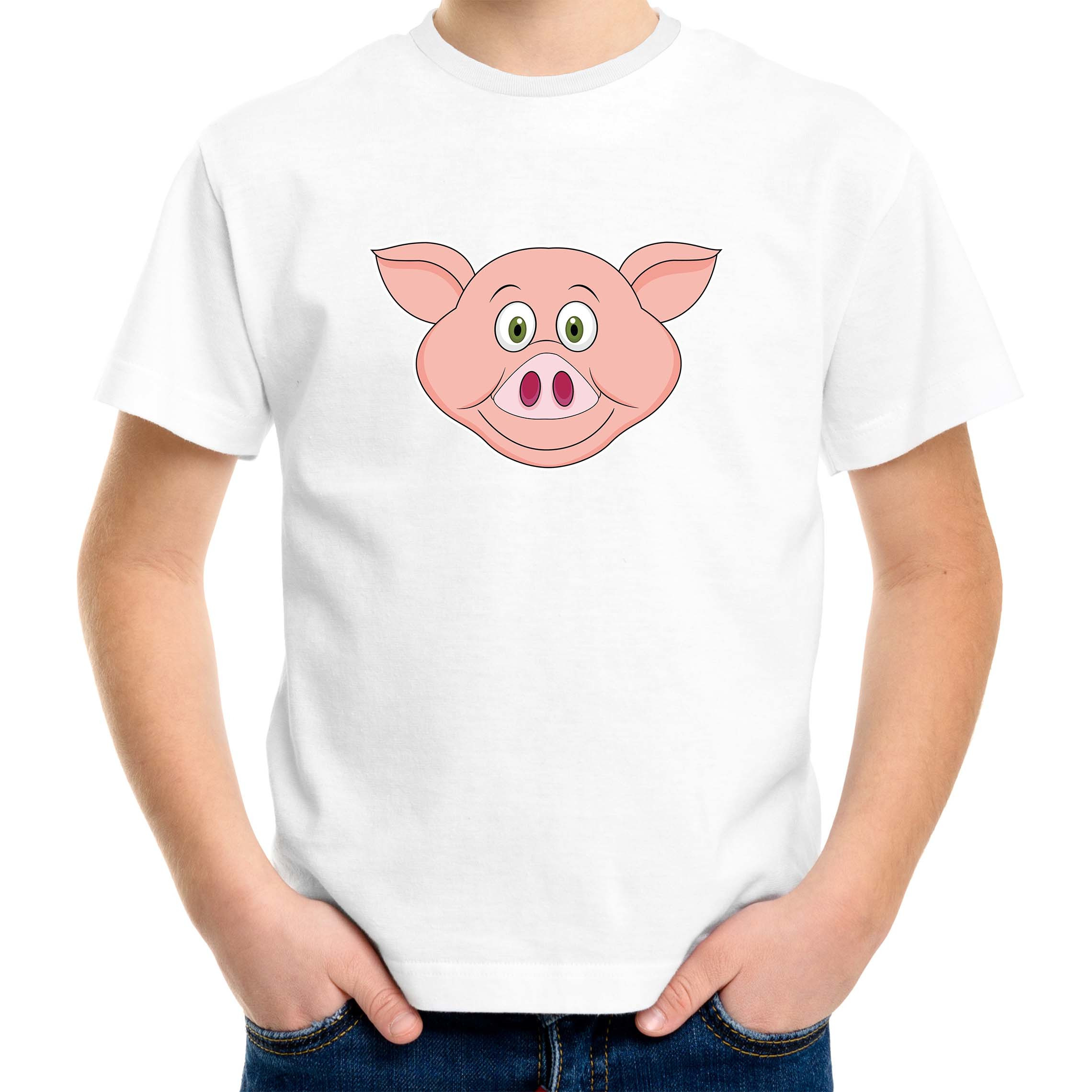 Cartoon varken t-shirt wit voor jongens en meisjes Cartoon dieren t-shirts kinderen