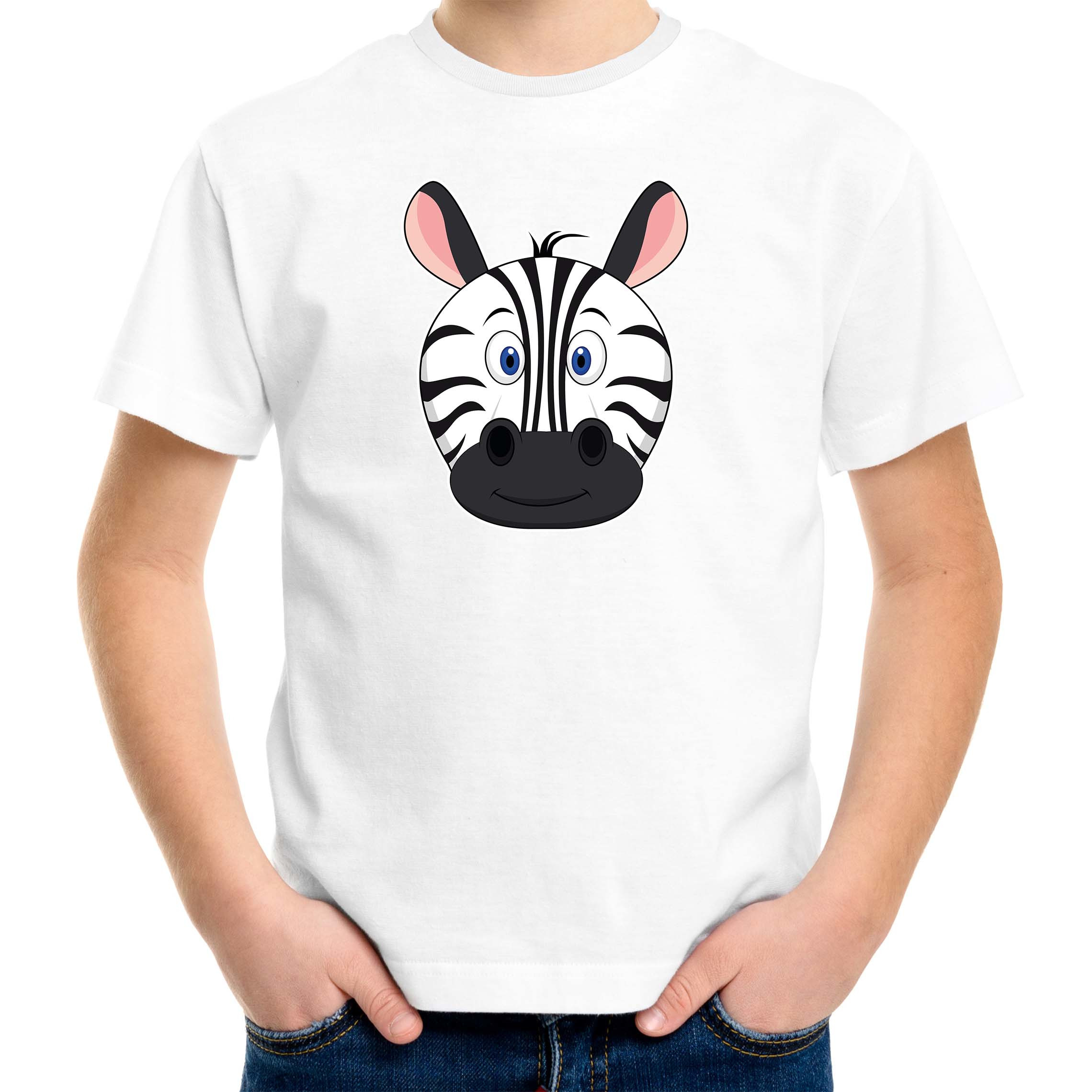 Cartoon zebra t-shirt wit voor jongens en meisjes Cartoon dieren t-shirts kinderen