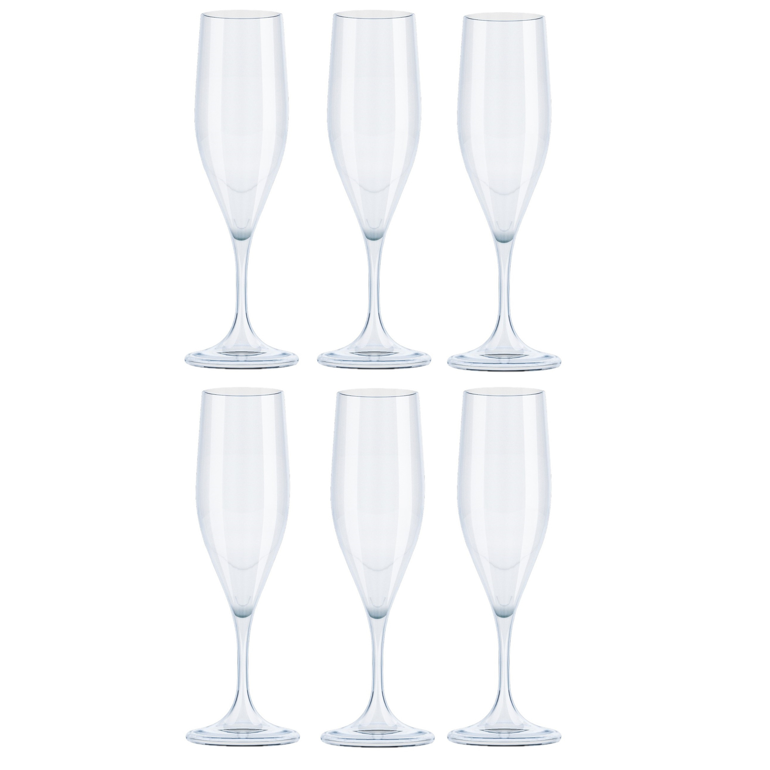 Champagneglas 6x transparant kunststof 150 ml herbruikbaar