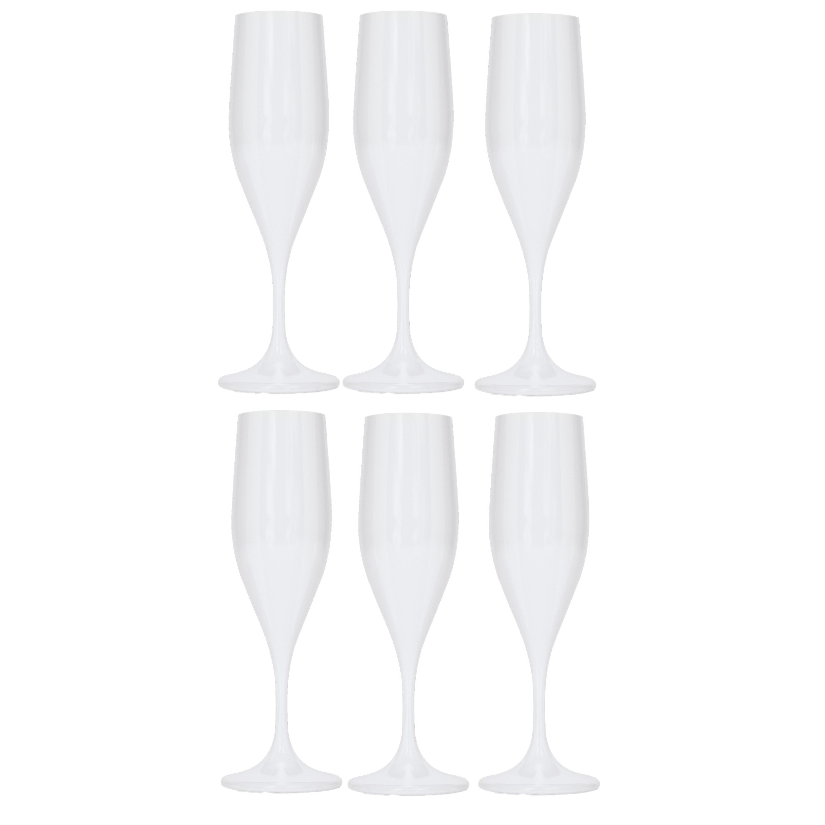 Champagneglas 6x wit kunststof 150 ml herbruikbaar
