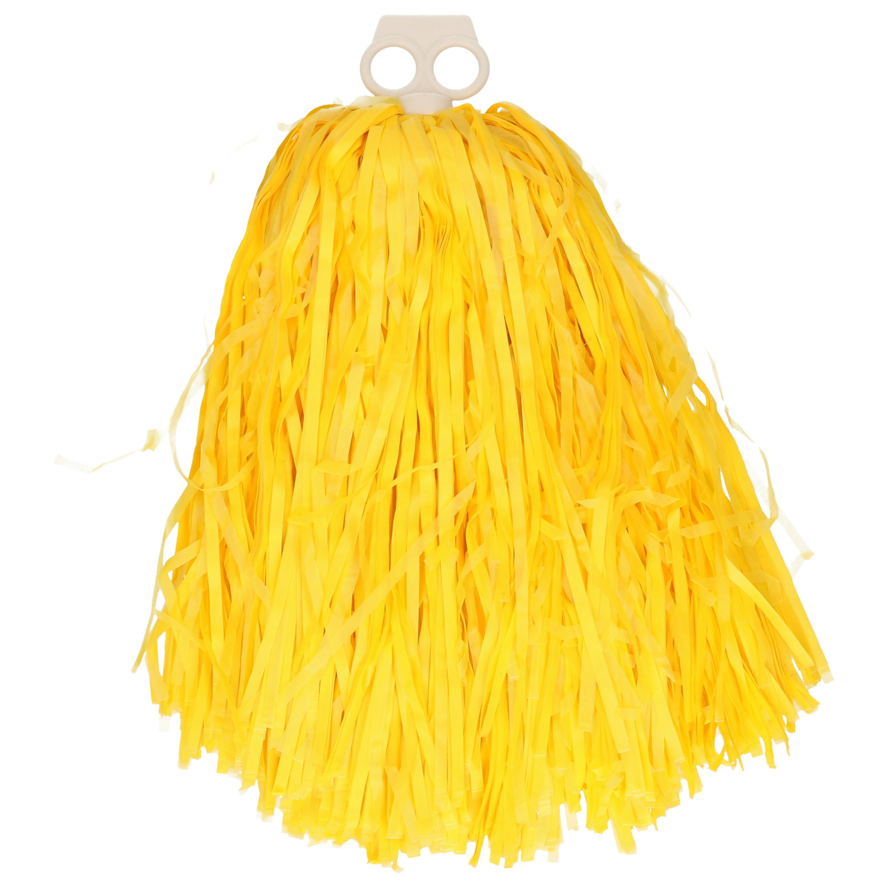 Cheerballs-pompoms 1x geel met franjes en ring handgreep 28 cm