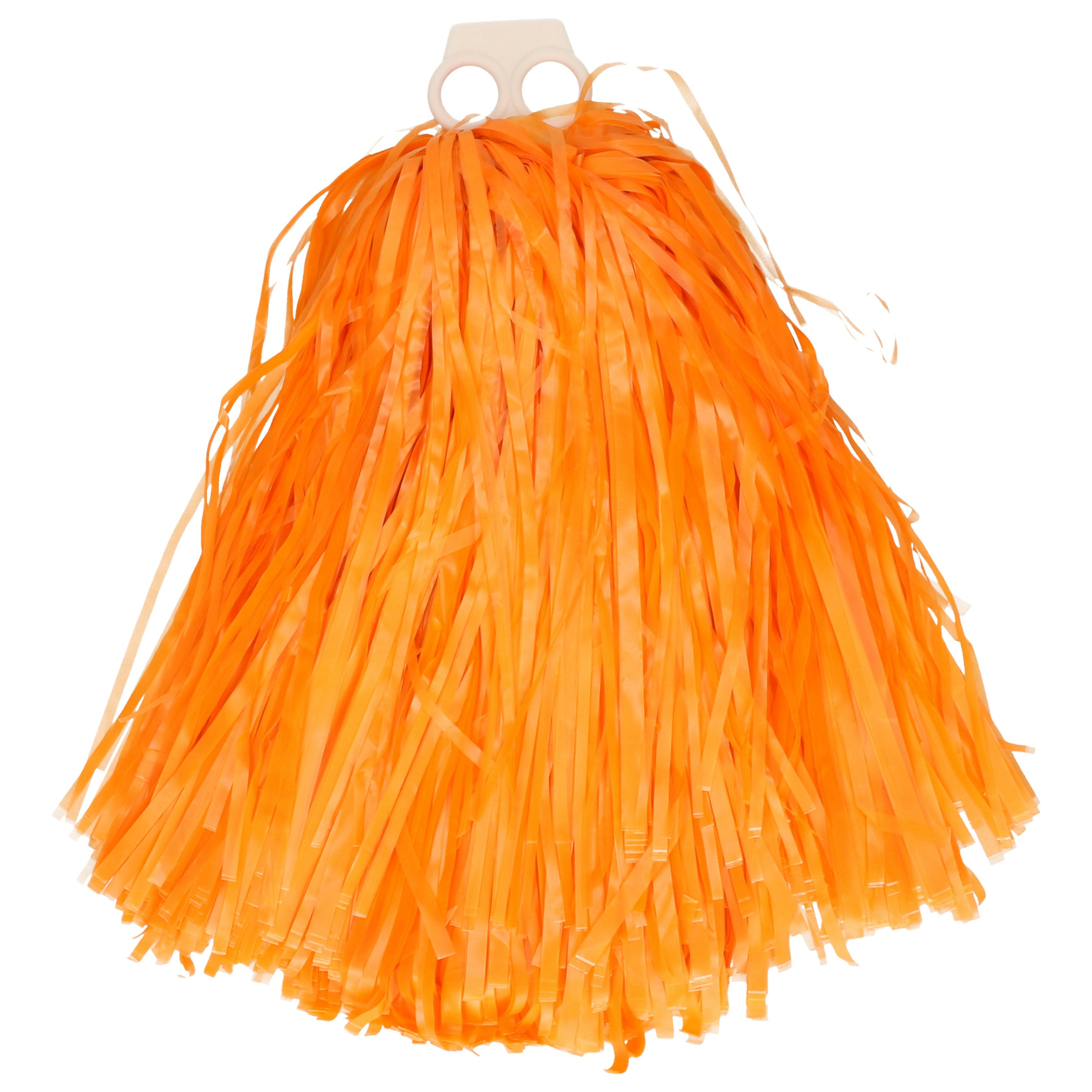 Cheerballs-pompoms 1x oranje met franjes en ring handgreep 28 cm