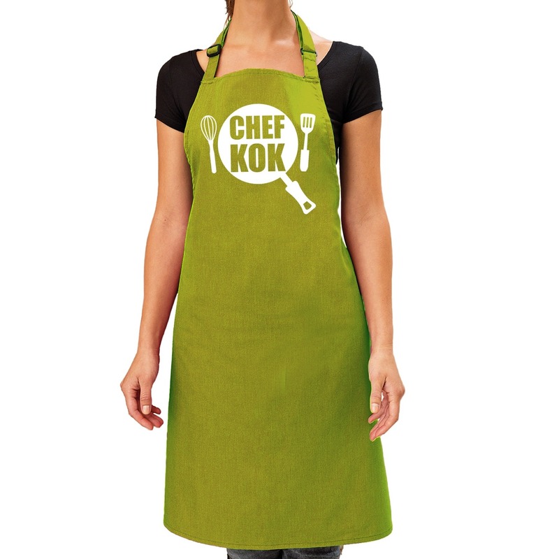Chef kok barbeque schort-keukenschort lime groen dames