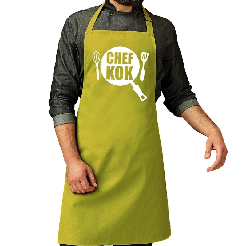 Chef kok barbeque schort-keukenschort lime groen voor heren