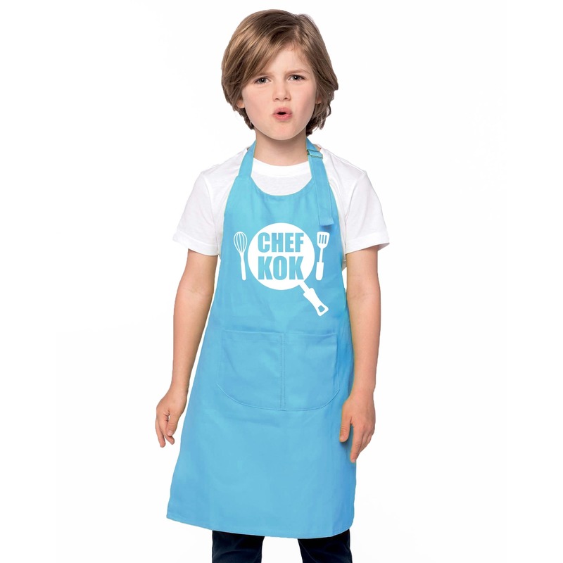 Chef kok kookschort kinderen blauw