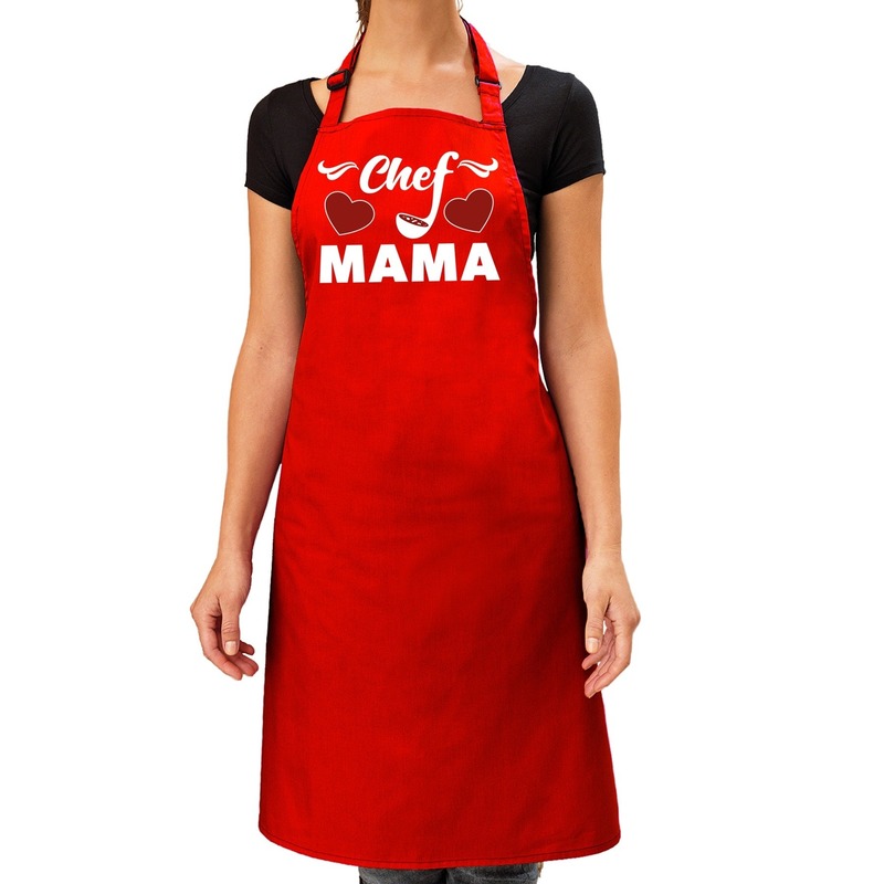 Chef Mama keukenschort rood voor dames-Moederdag