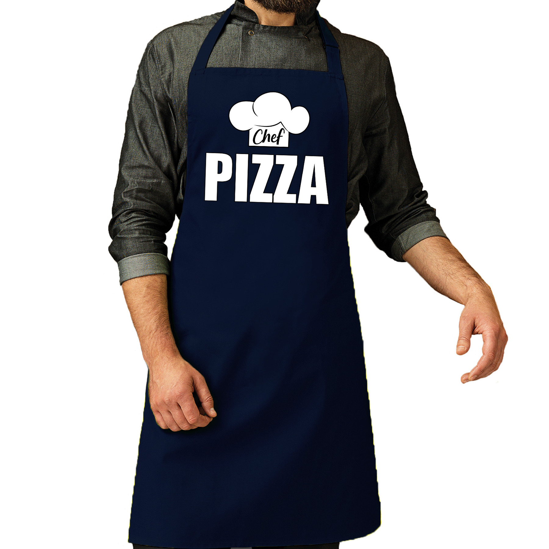 Chef pizza schort-keukenschort navy heren