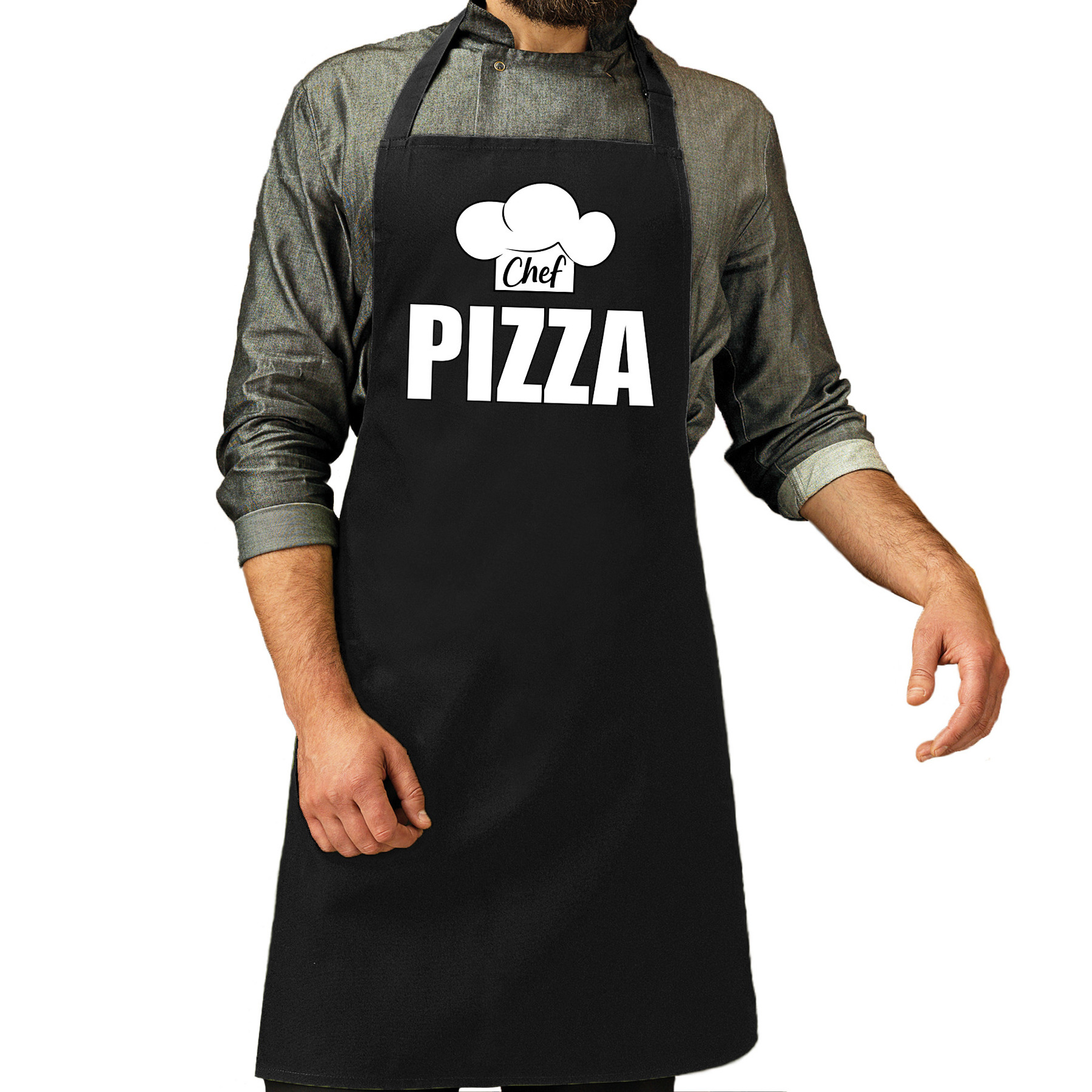 Chef pizza schort-keukenschort zwart heren
