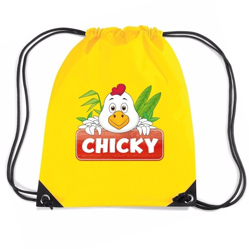 Chicky de Kip rugtas-gymtas geel voor kinderen