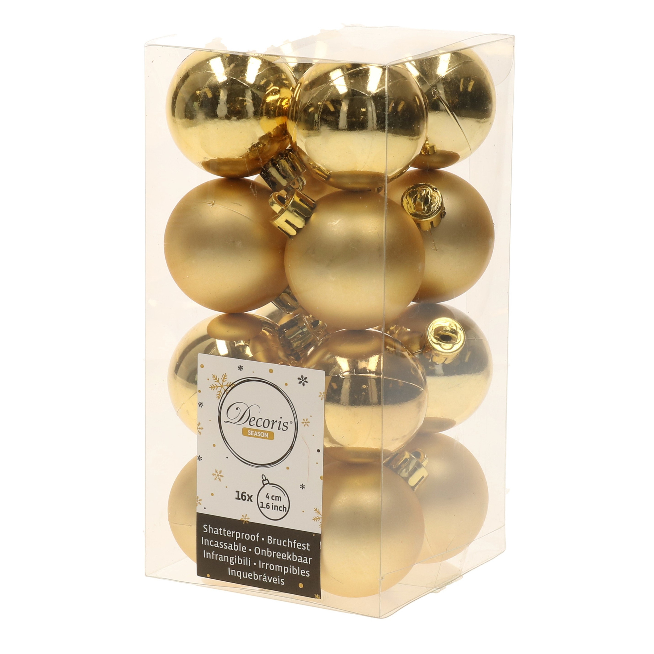Chique Christmas gouden kerstversiering kleine kerstballen pakket 16 stuks