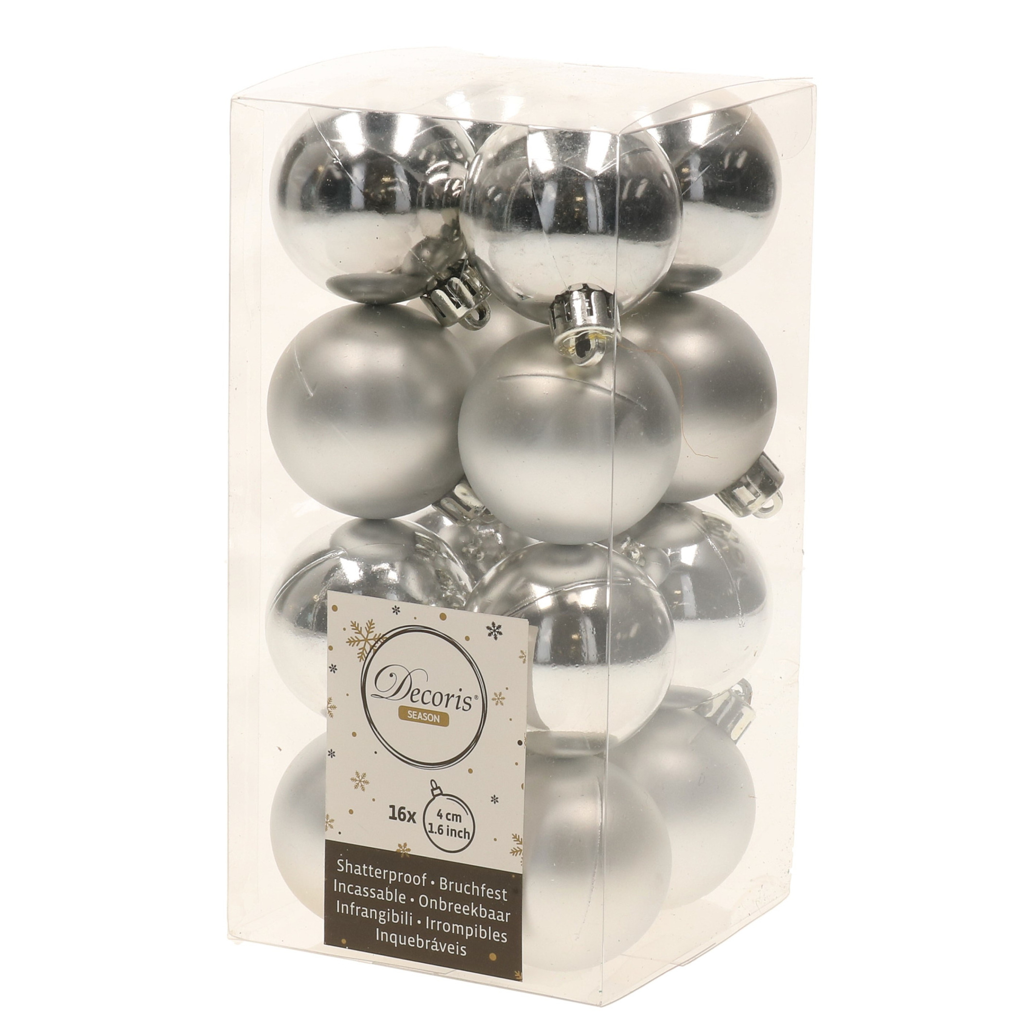 Chique Christmas zilveren kerstversiering kleine kerstballen pakket 16 stuks