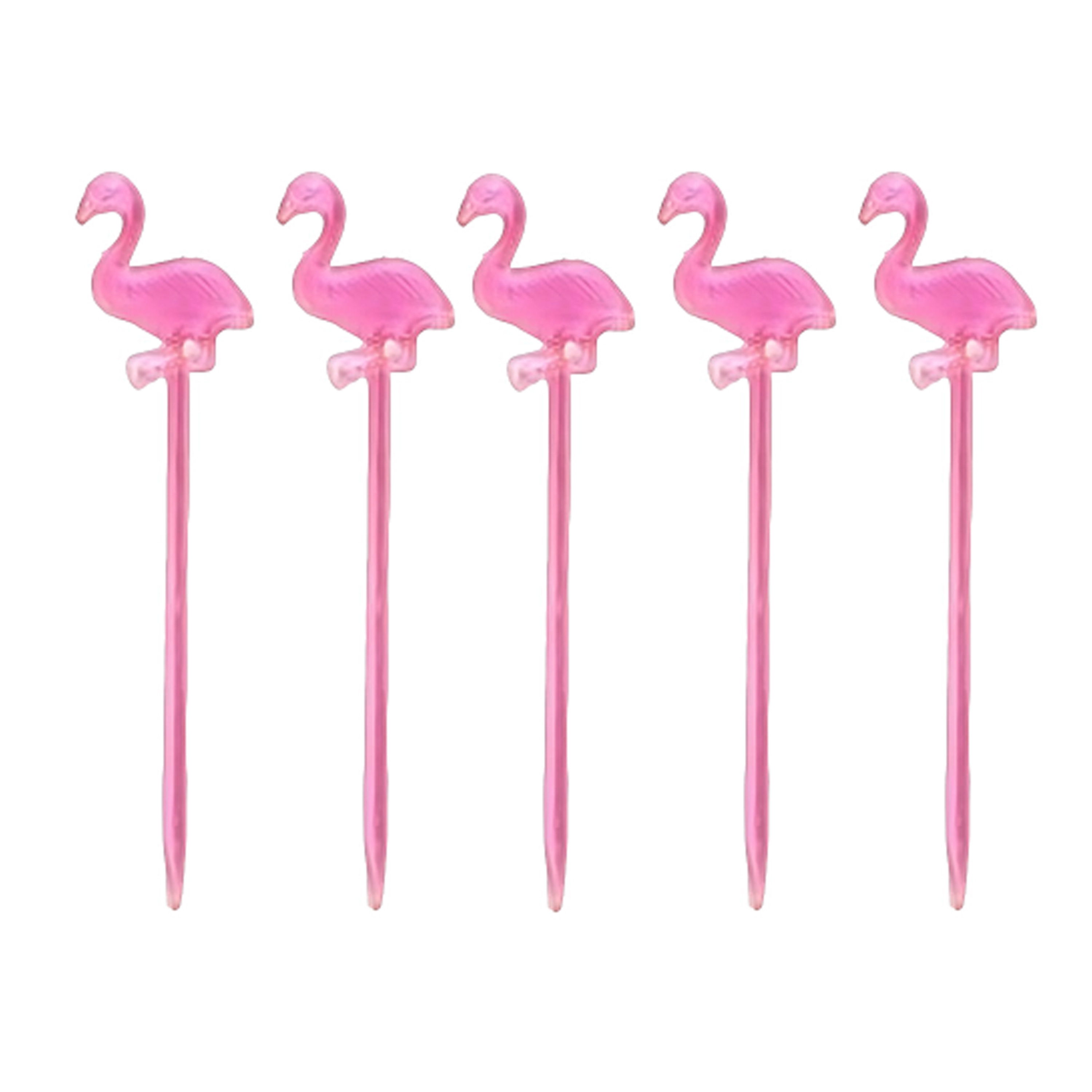 Cocktail-tapas prikkers flamingo 50x stuks roze kunststof 8 cm