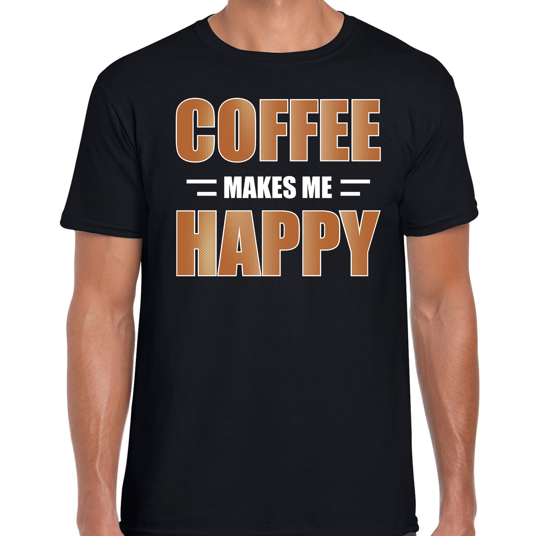 Coffee makes me happy t-shirt-kleding zwart voor heren