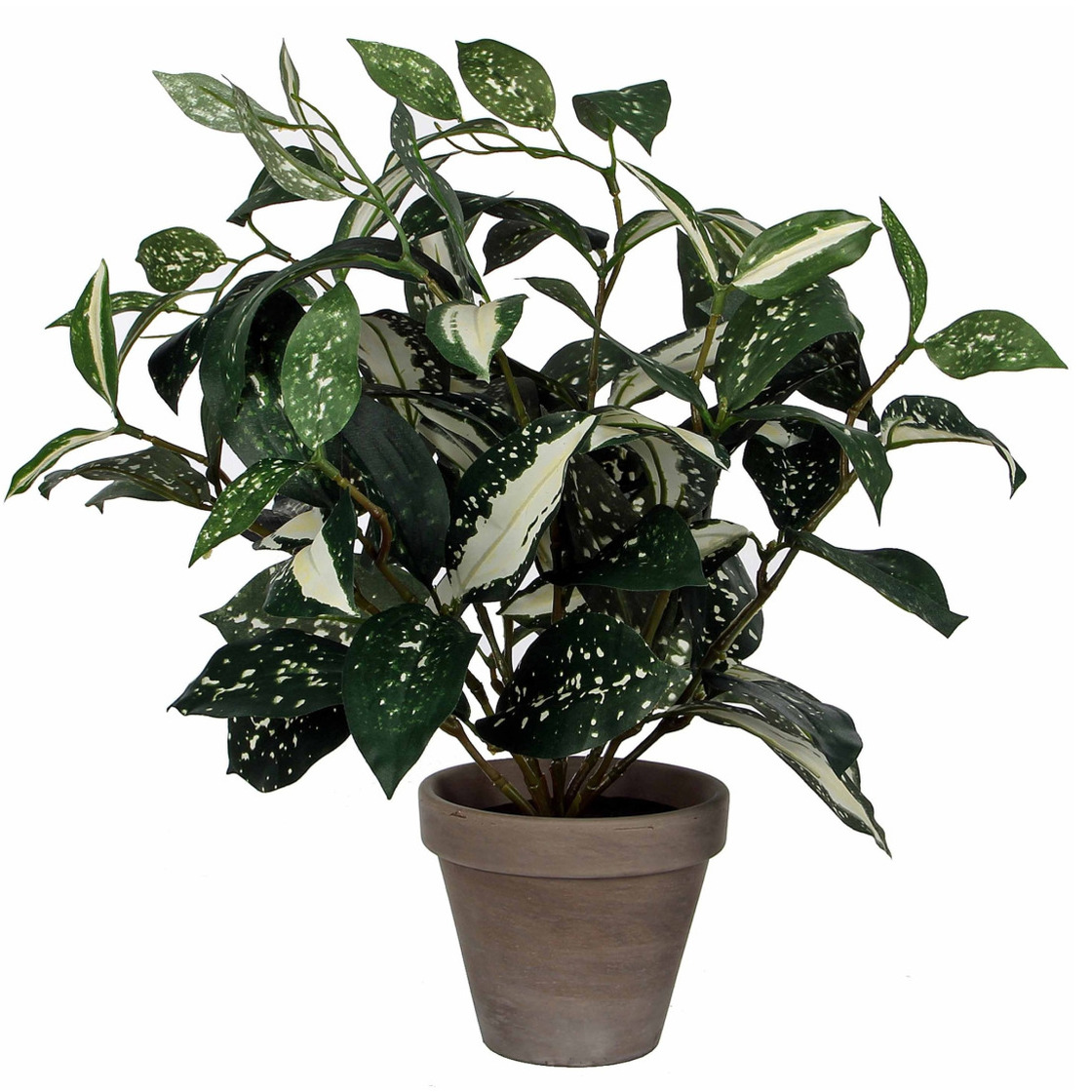 Cordyline kunstplant-kamerplant groen in grijze sierpot H33 cm x D25 cm