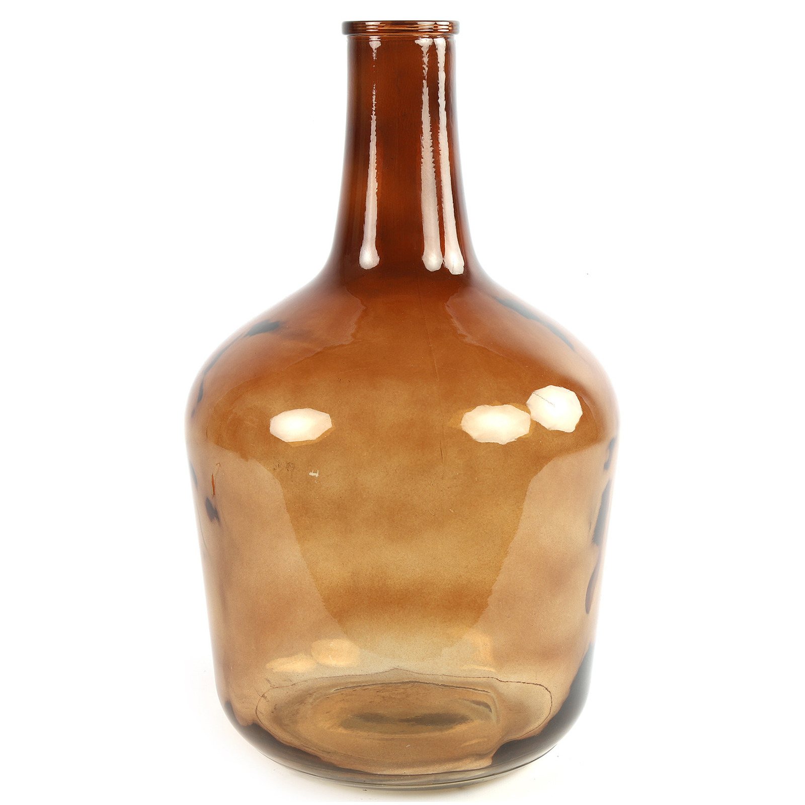 Countryfield Vaas transparant bruin glas XL fles vorm D25 x H42 cm