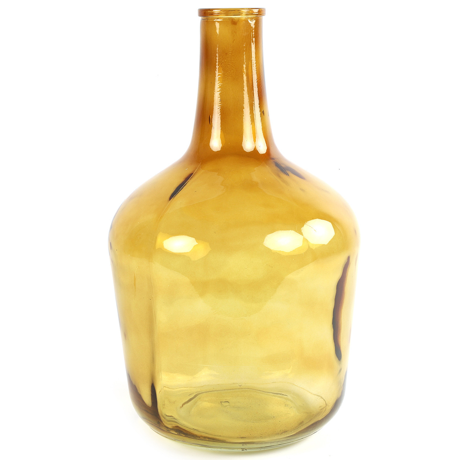 Countryfield Vaas transparant goudgeel glas XL fles vorm D25 x H42 cm