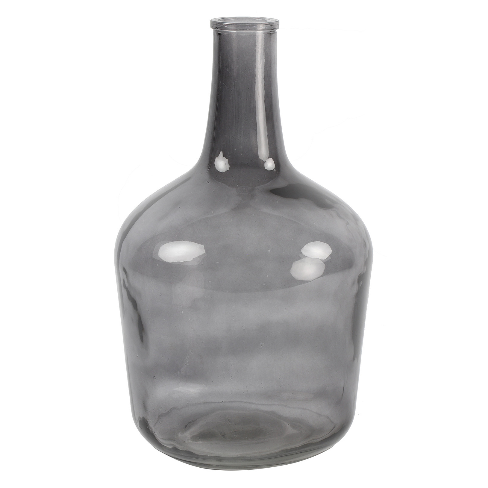 Countryfield Vaas transparant grijs glas XL fles vorm D25 x H42 cm