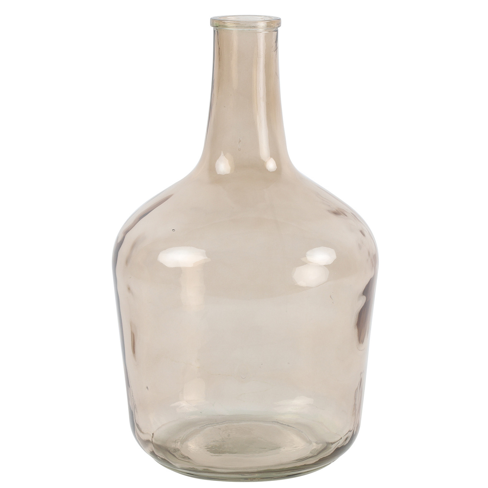 Countryfield Vaas transparant zand-beige glas XL fles vorm D25 x H42 cm