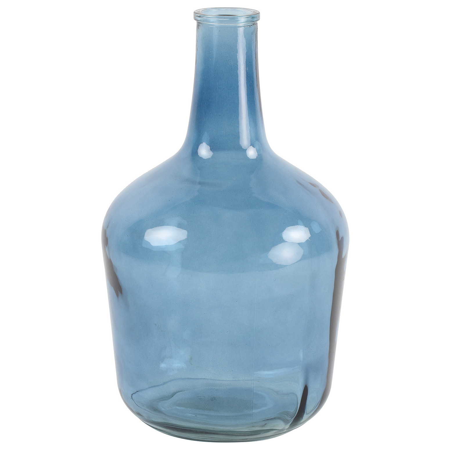 Countryfield Vaas transparant zeeblauw glas XL fles vorm D25 x H42 cm