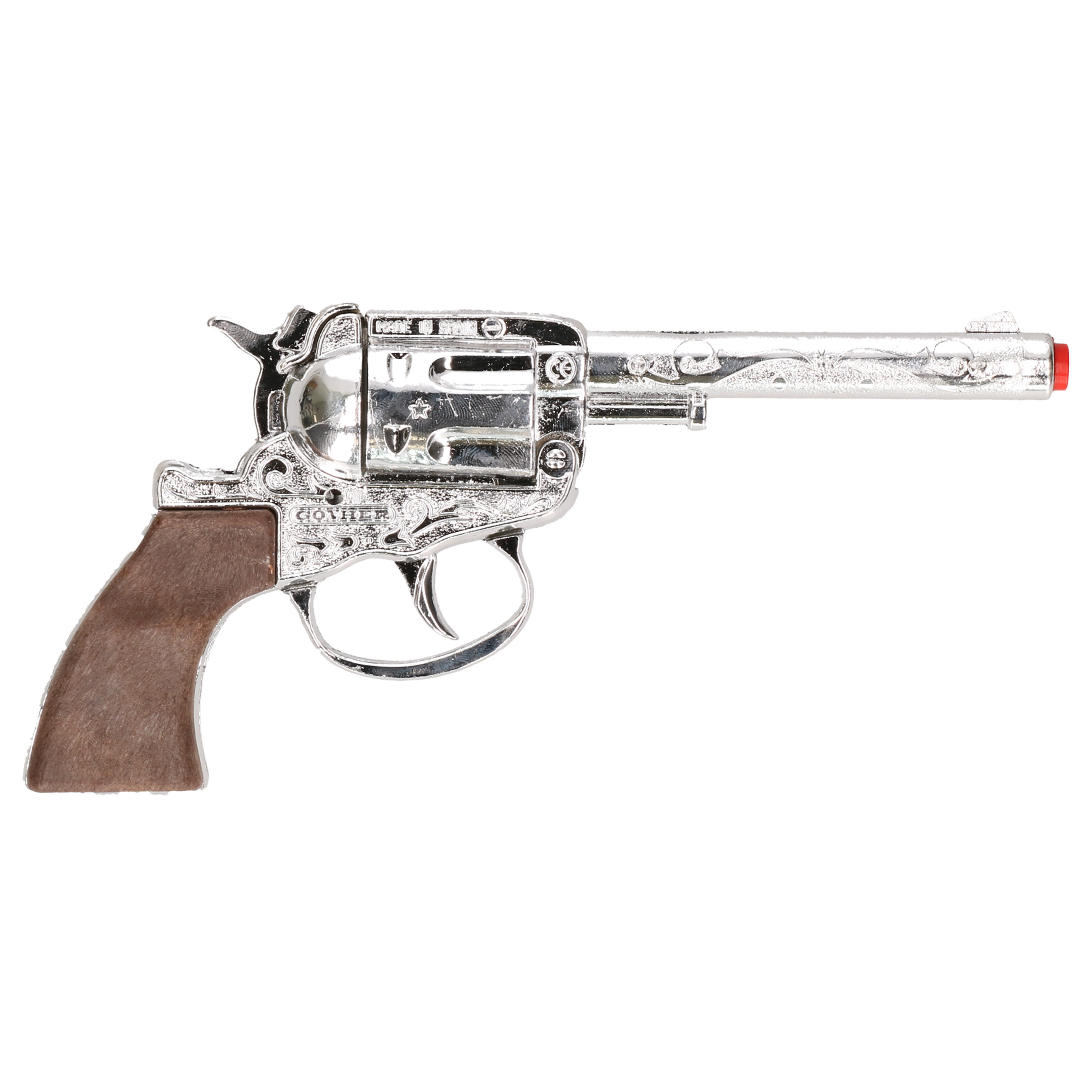 Cowboy verkleed speelgoed revolver-pistool metaal 100 schots plaffertjes