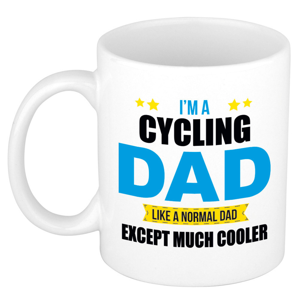 Cycling dad mok-beker wit 300 ml Cadeau mokken Papa- Vaderdag