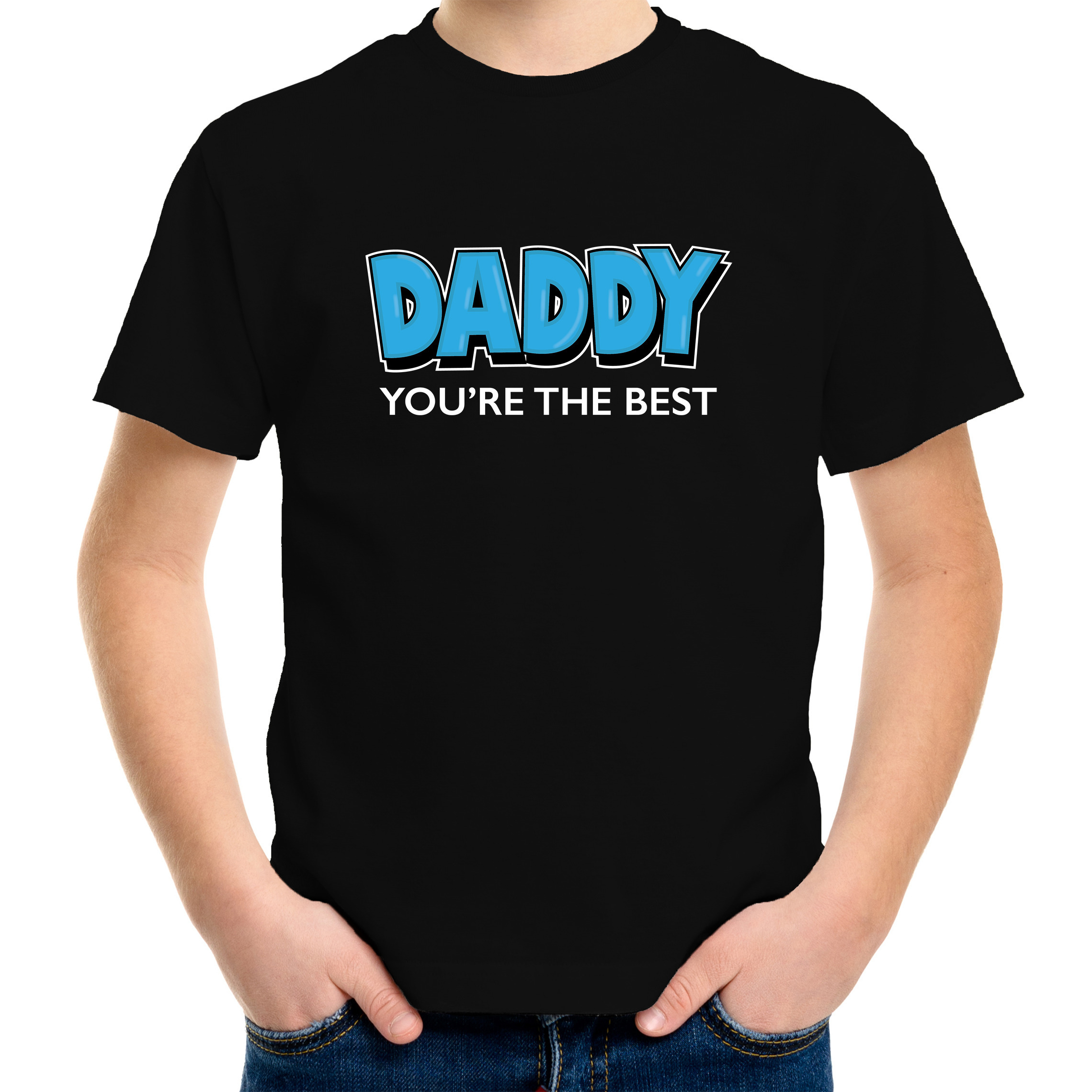 Daddy youre the best vaderdag cadeau-papa jij bent de beste t-shirt zwart voor kinderen