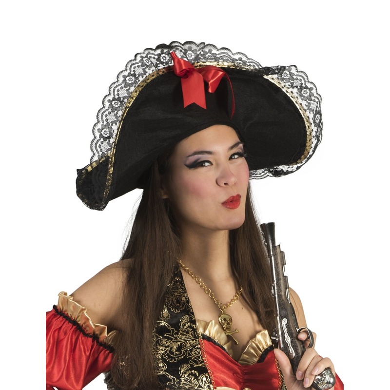 Dames carnaval-verkleed piratenhoed met strik