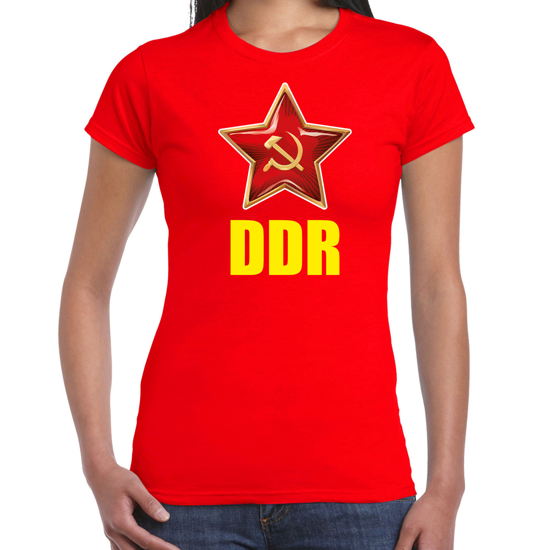 DDR-Duitsland verkleed t-shirt rood voor dames