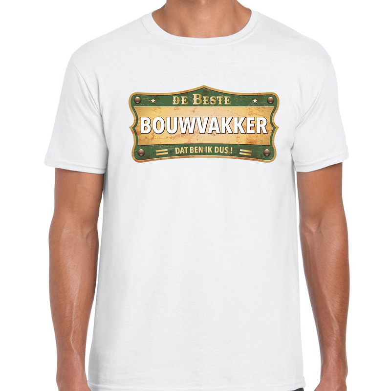 De beste Bouwvakker cadeau-kado t-shirt vintage wit voor heren