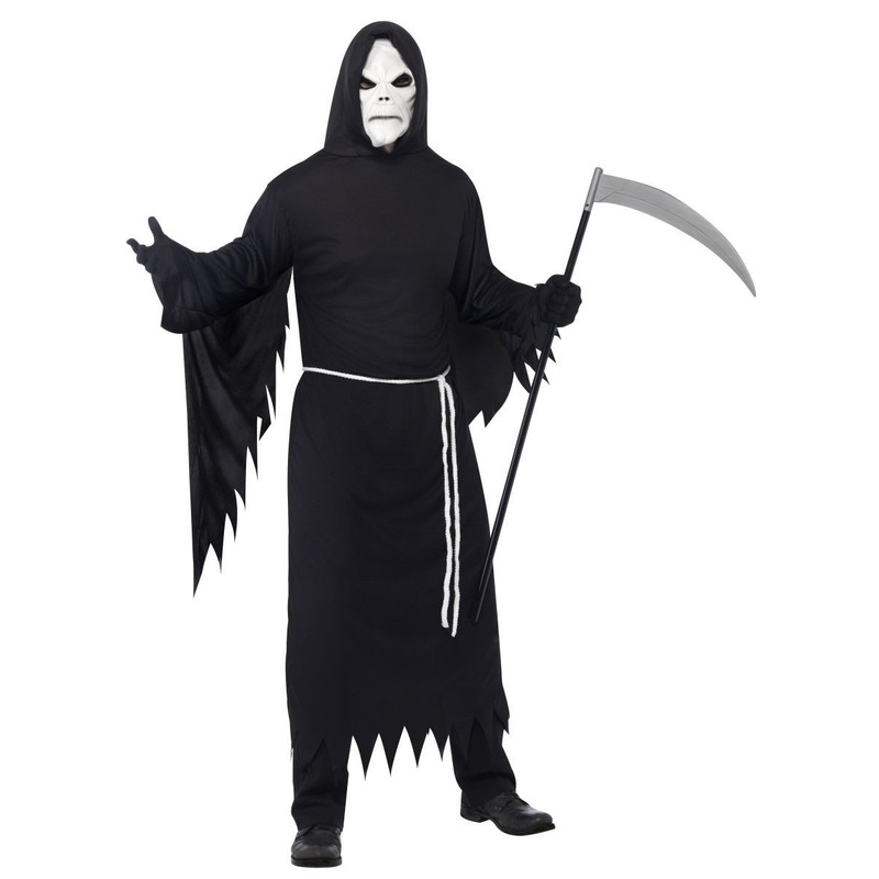 De dood kostuum zwart met masker voor volwassenen