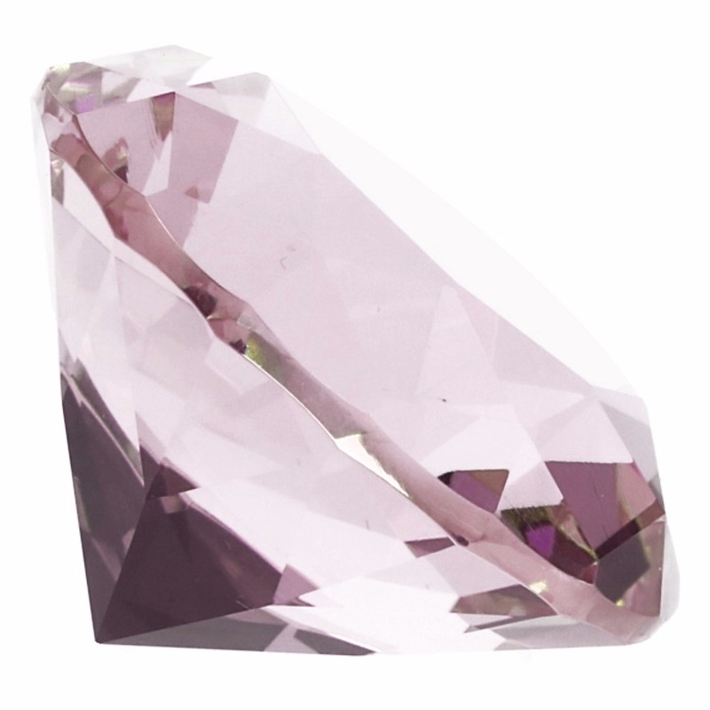 Decoratie diamanten-edelstenen-kristallen lichtroze 4 cm
