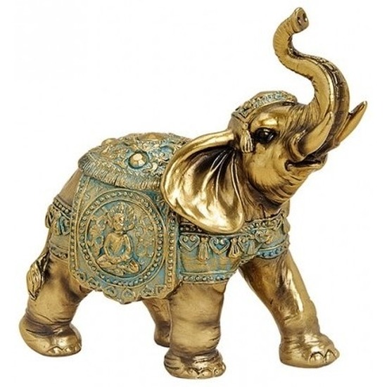 Decoratie dieren beeld olifant goud 16 cm