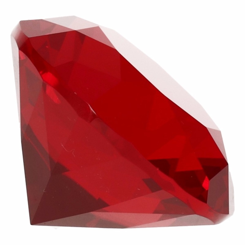 Decoratie namaak diamanten-edelstenen-kristallen rood 4 cm