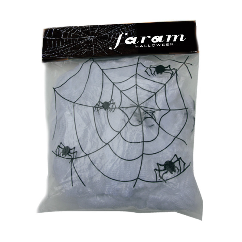 Decoratie spinnenweb-spinrag met spinnen 50 gram wit Halloween-horror versiering