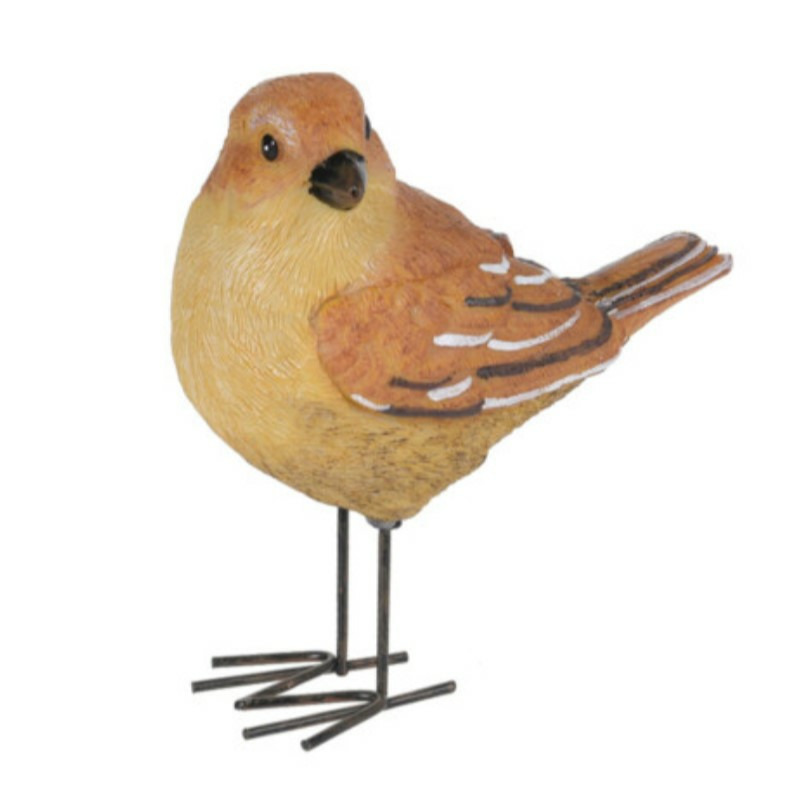 Decoratie Tuinbeeld vogeltje lijster metaal 10 cm