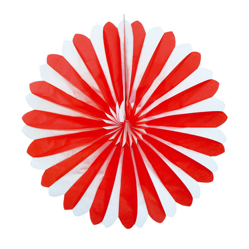 Decoratie waaiers rood-wit 35 cm
