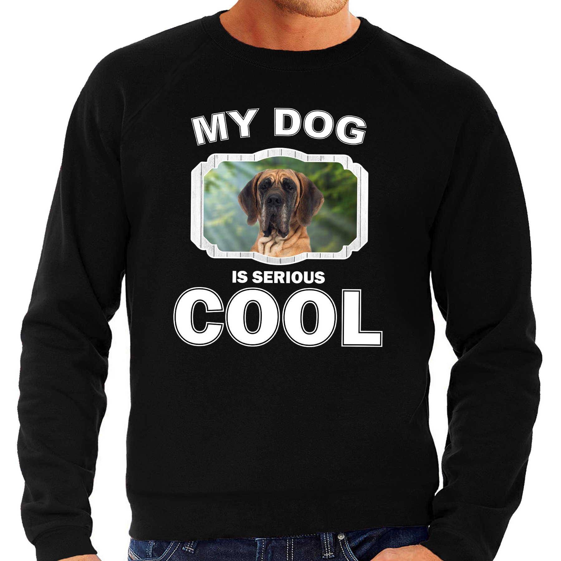 Deense dog honden sweater-trui my dog is serious cool zwart voor heren