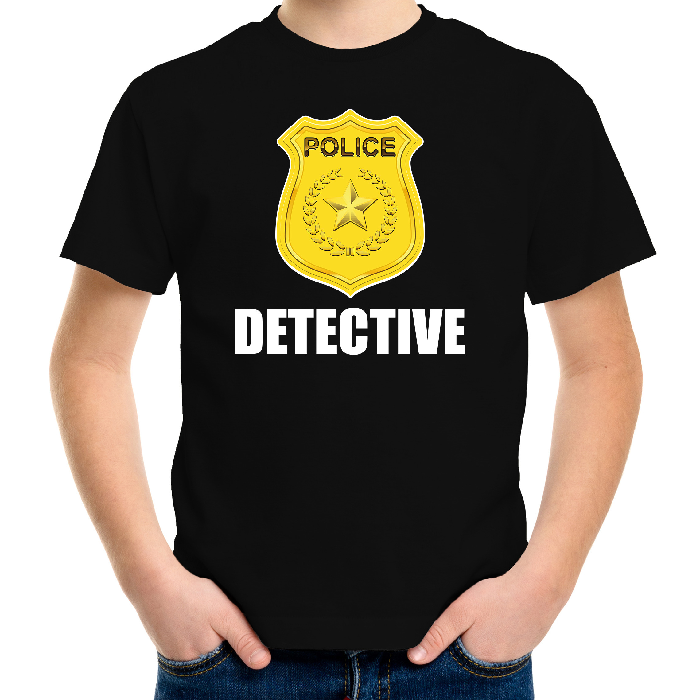 Detective police-politie embleem t-shirt zwart voor kinderen